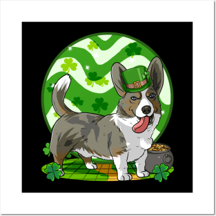 Cardigan Welsh Corgi Dog St Patricks Day Leprechaun Posters and Art